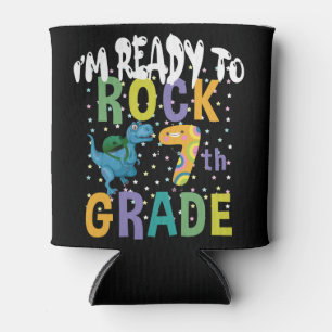 Back To School I'm Ready To Rock 7th Grade Dino Can Cooler