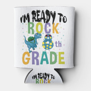 Back To School I'm Ready To Rock 8th Grade Dino Can Cooler