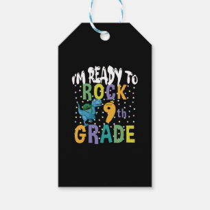Back To School I'm Ready To Rock 9th Grade Dino Gift Tags