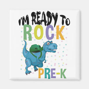 Back To School I'm Ready To Rock Pre-K Dinosaur Magnet
