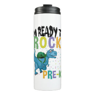 Back To School I'm Ready To Rock Pre-K Dinosaur Thermal Tumbler