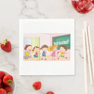 Back to School Kids Happy Children Learning Napkin
