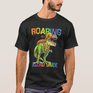Back To School Kids Roaring Into Second Grade Rex T-Shirt