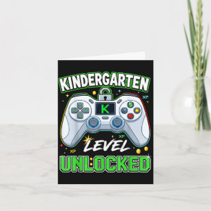 Back to school kindergarten boy gamer first day card