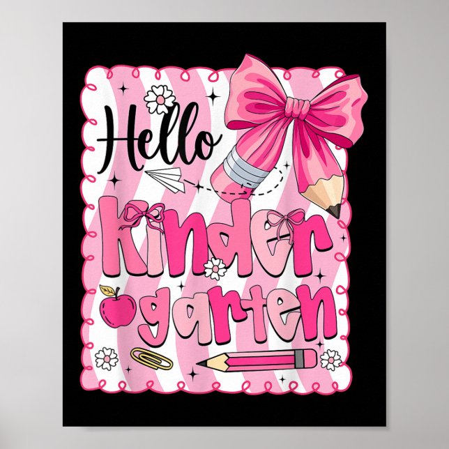 Back To School Kindergarten Coquette Pencil Bow Gi Poster (Front)