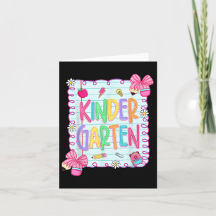 Back To School Kindergarten Coquette Pencil Bow Te Card