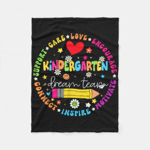 Back To School Kindergarten Dream Team Teacher Lov Fleece Blanket