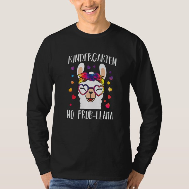 Back To School Kindergarten No Prob Llama Teacher  T-Shirt (Front)