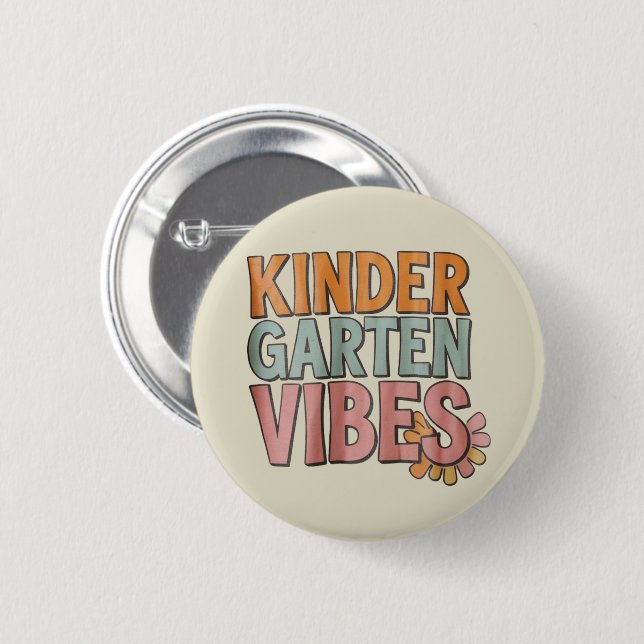 Back to School Kindergarten Pre K First Grade  6 Cm Round Badge (Front & Back)