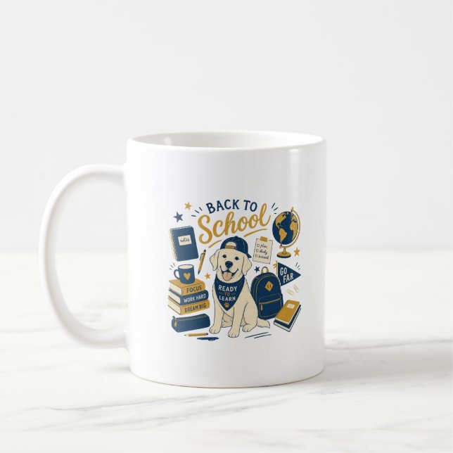 Back To School Labrador Retro Coffee Mug (Left)
