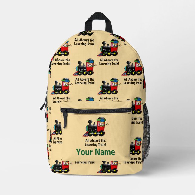 Back to School Learning Train (add name) Printed Backpack (Front)