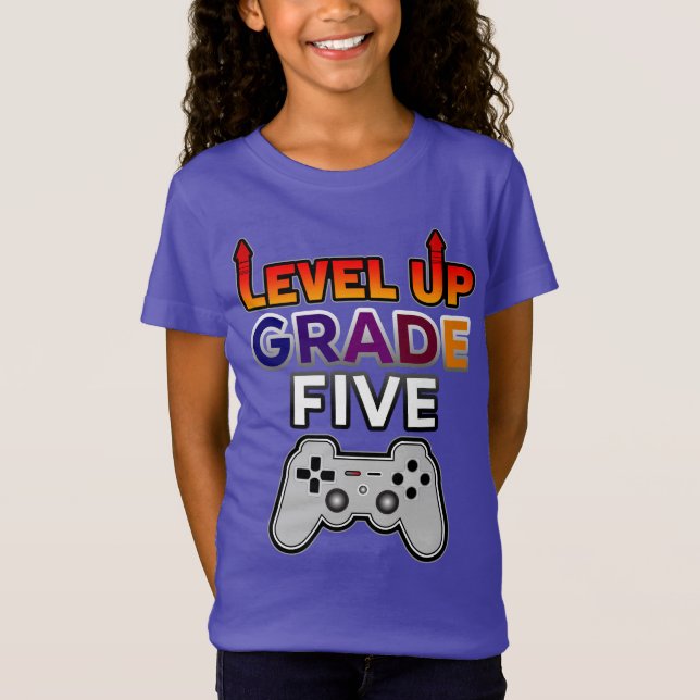 Back to School Level Up Grade Five T-Shirt (Front)