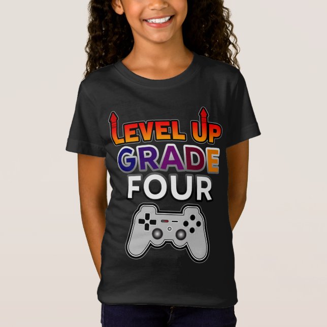 Back to School Level Up Grade Four T-Shirt (Front)