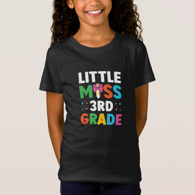 Back To School Little Miss 3rd Grade Typography  T-Shirt (Front)