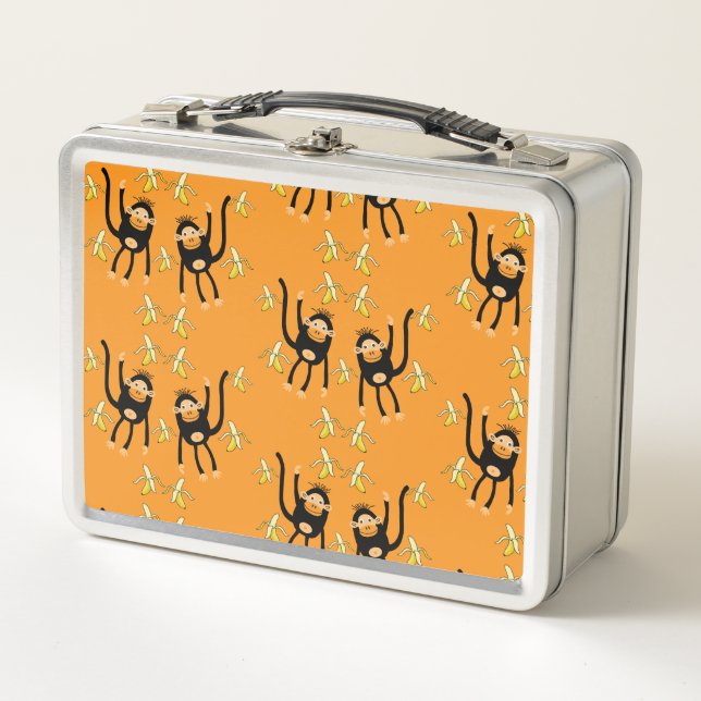 Back To School Little  Monkey Metal Lunch Box (Front)