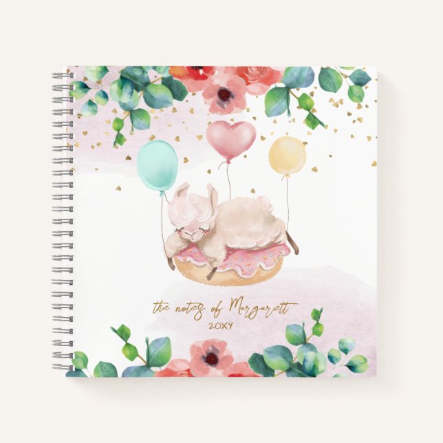 Back To School Llama Girl Sketchbook Notebook (Front)