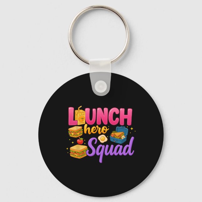 Back To School Lunch Lady Squad Lunch Hero Squad P Key Ring (Front)
