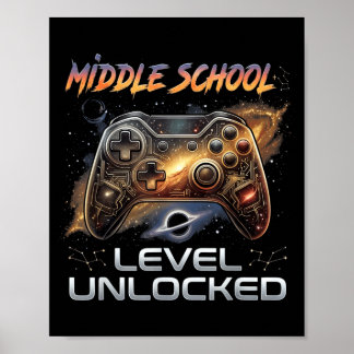 Back To School Middle School Boys Gamer Kid First Poster