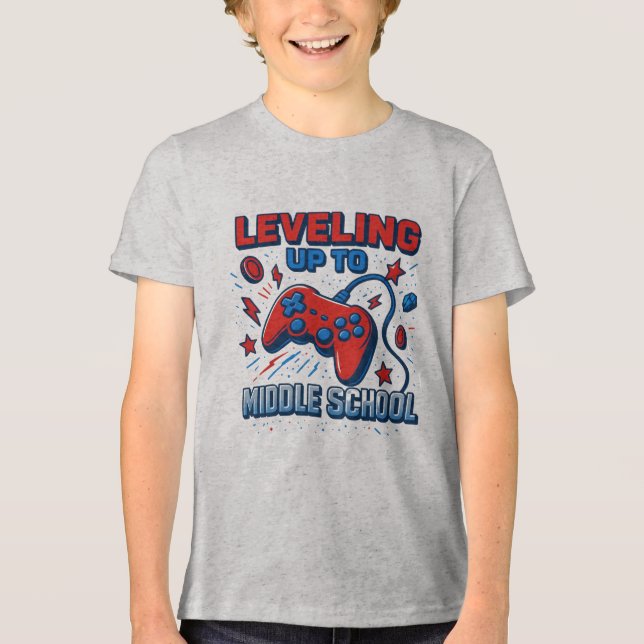 Back To School Middle School Video Gamer Boy Girl Tri-Blend Shirt (Front)