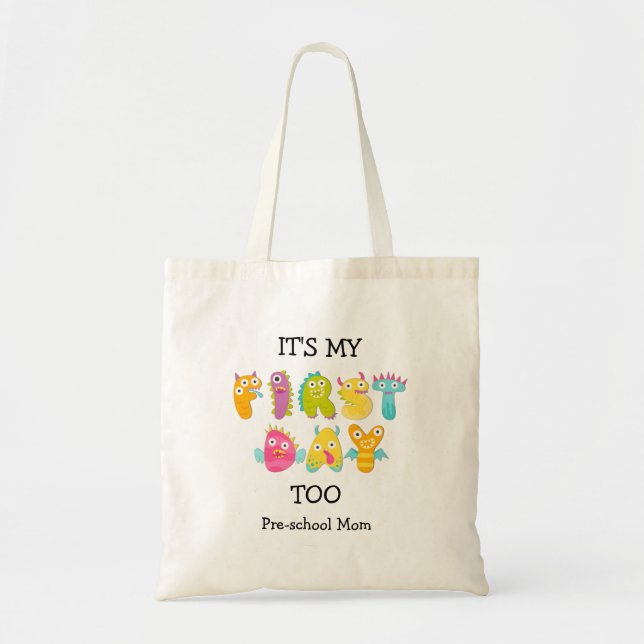 Back To School MOM'S FIRST DAY Custom Name Tote Bag (Front)