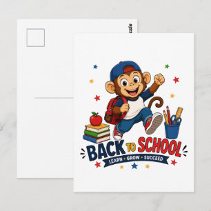Back to School Monkey Student Postcard