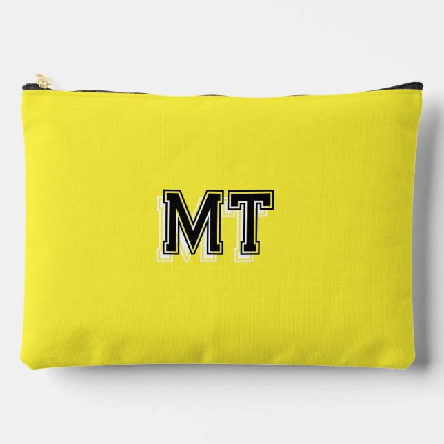 Back to School Monogram Pencil Zipper Bag Yellow (Front)