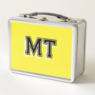 Back to School Monogrammed Initial Yellow Metal Lunch Box
