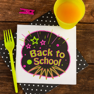 Back to School Neon Pop Art Bright Classroom Napkin