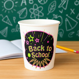 Back to School Neon Pop Art Bright Classroom Paper Cups