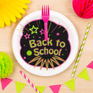 Back to School Neon Pop Art Bright Classroom Paper Plate