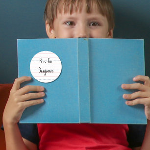 Back to school Notebook theme Name initial Classic Round Sticker