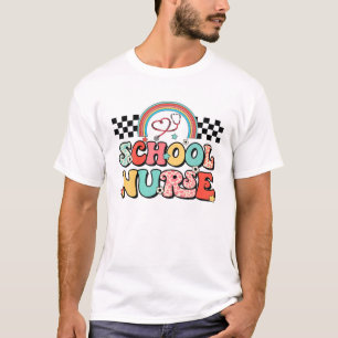 Back To School Nurse Cute Rainbow Retro Vintage 20 T-Shirt