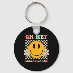 Back To School Oh Hey Second Grade Retro Teacher S Key Ring