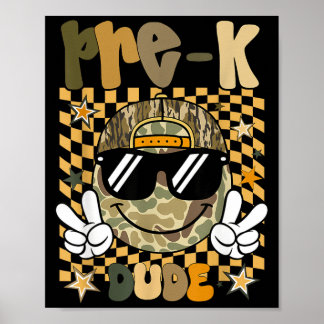 Back To School Old School Camo Pre-K Dude Funny Poster