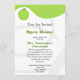 Back To School Open House Invitation - Green Apple