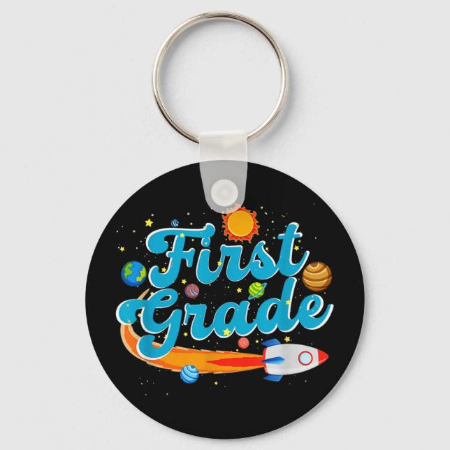 Back to school outer space teacher first grade key ring (Front)