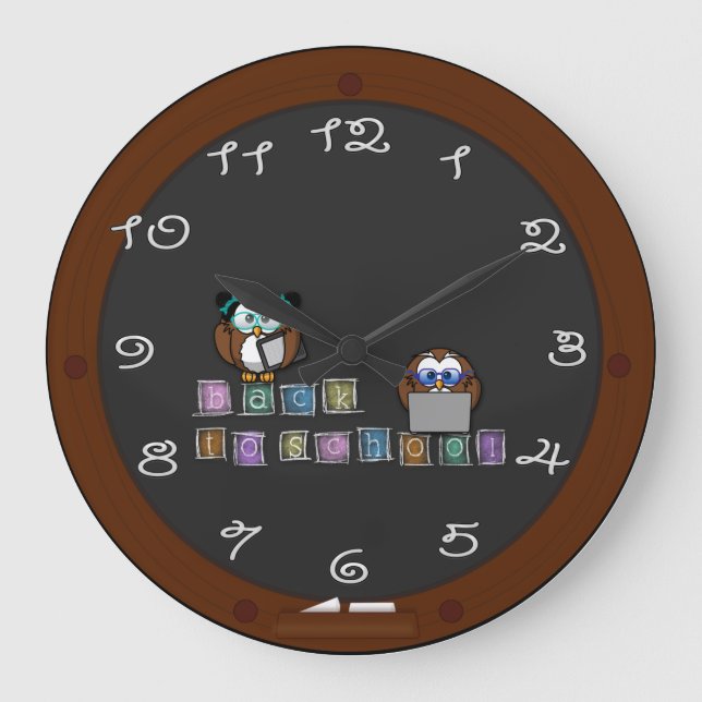 back to school owl large clock (Front)