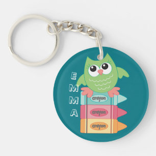 Back to School OWL Name Backpack Tag Teacher Gift Key Ring