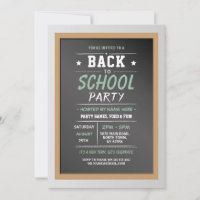 Back To School Party Chalkboard Kids Invitation