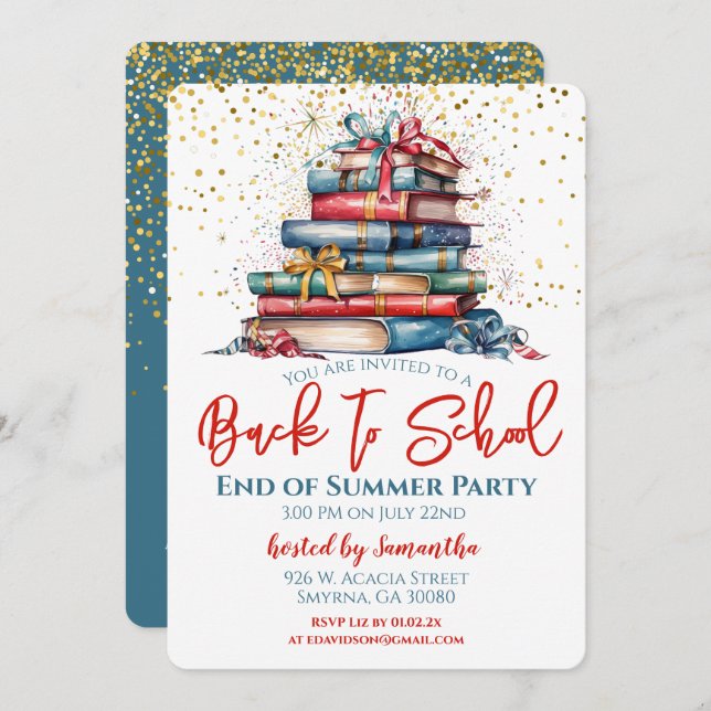 Back To School Party Invitation (Front/Back)