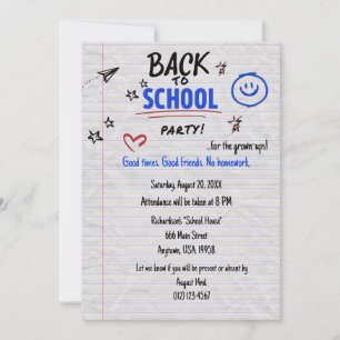 Back to School Party Invitation Fun School Celeb