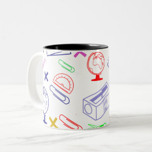 Back To School pattern Two-Tone Coffee Mug
