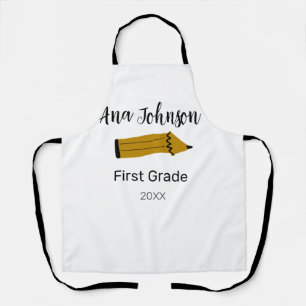 Back to school pencil add name grade class year te apron