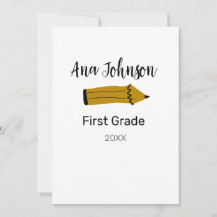 Back to school pencil add name grade class year te invitation