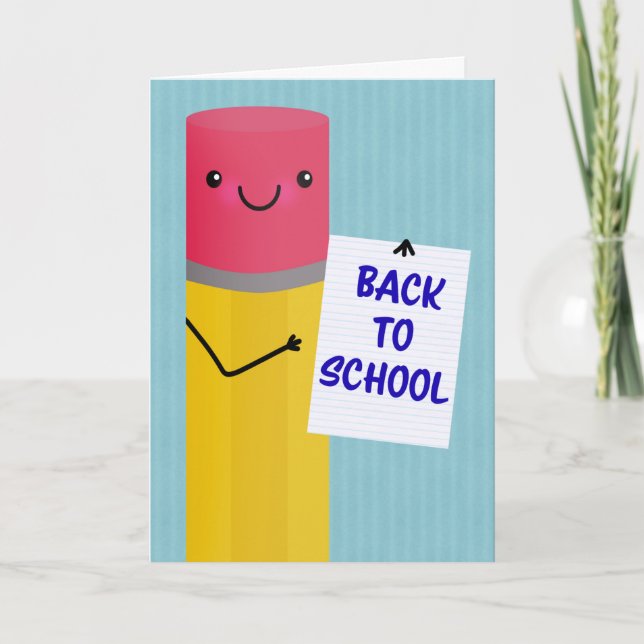 Back To School Pencil Illustration Humor  Holiday Card (Front)