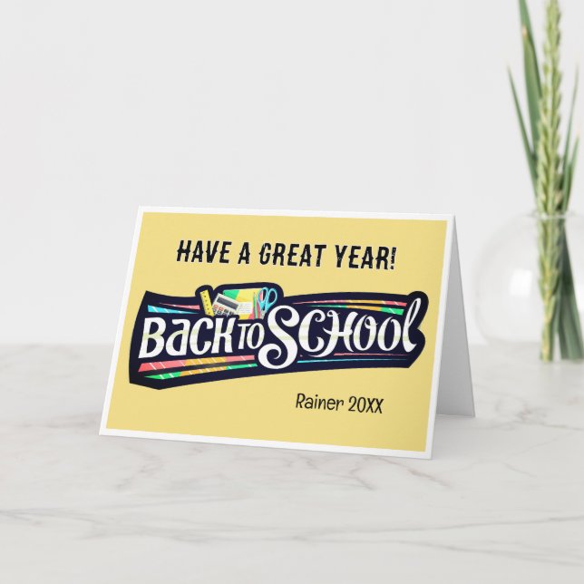 Back to School Personalised Folded Greeting Card (Front)
