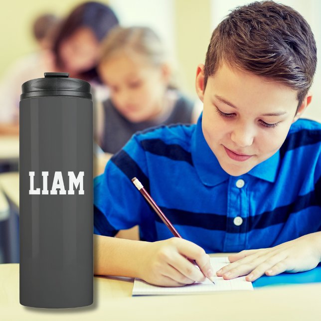 Back to School | Personalised Grey Thermal Tumbler (Creator Uploaded)
