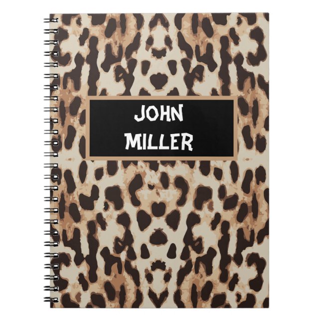 Back to school Personalised leopard skin print Notebook (Front)