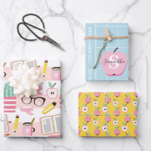 Back to School Personalised Monogram Wrapping Paper Sheet