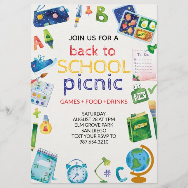  Back To School Picnic Flyer Invitation (Front)